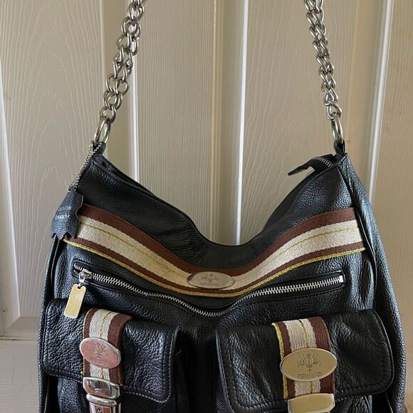 Christine Price leather black travel handbag with silver tone hardwares … - Picture 11 of 13